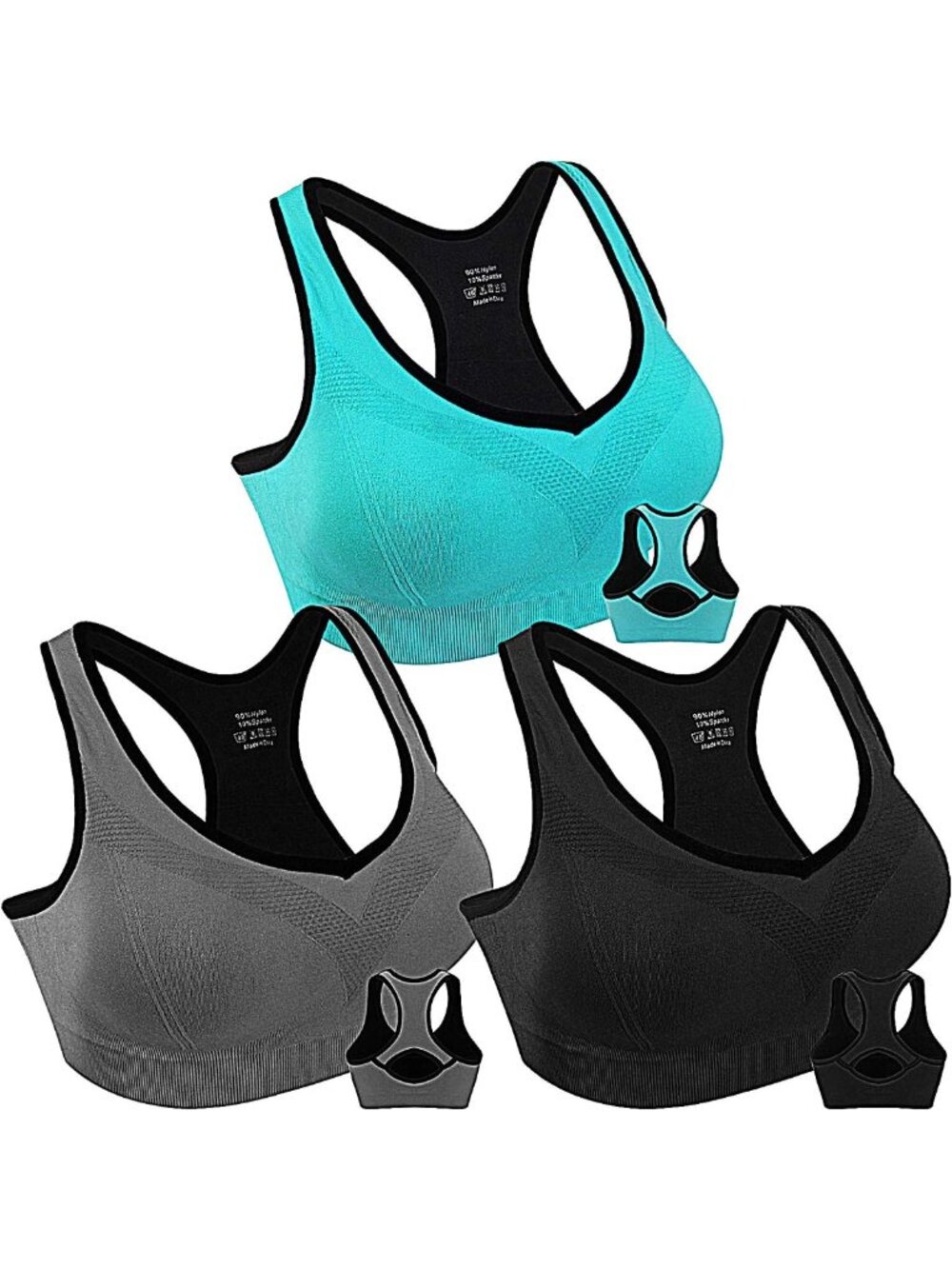 High Impact Racerback Sports Bras for Women - Double Couple Workout Support